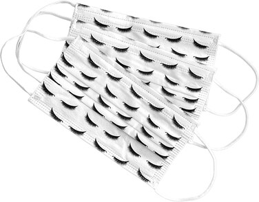 Volume Lash Print Disposable Face Mask   50 Pack   Lash Eyelash Pattern Printed 3D Volume Design for Lash Care Artist Technician