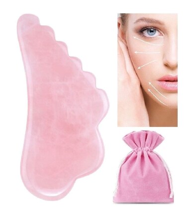Gua Sha Massage Tool for Scraping Facial and Body Skin Massage made of Rose Quartz Stone for Acupressure Scrapper Gua Sha Facial Tools (wing)