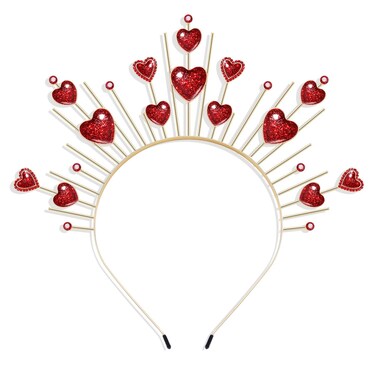 Valentines Day Heart Headband for Women Girls Red Hearts Crown Tiara Hairband Headpiece Cupid Costume Festival Carnival Holiday Party Favors