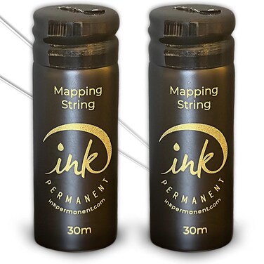 Black Brow Mapping String [2 X 100 Ft Bottles - 60 m] Pre-Inked String for Permanent Makeup and Microblading Supplies, Eyebrow Mapping Kit, Brow Thread for Shaping