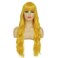Baruisi Women's Long Curly Wavy Yellow Wig Natural Looking Cosplay Synthetic Bangs Wig for Costume Halloween