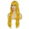 Baruisi Women's Long Curly Wavy Yellow Wig Natural Looking Cosplay Synthetic Bangs Wig for Costume Halloween