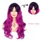 Sallcks Colorful Wig Synthetic Cosplay Costume Wigs for Women Long Curly Wavy Ombre Rose Red Mixed Purple Middle Part Wig for Halloween