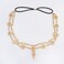 Yalice Indian Flower Head Chain Jewelry Gold Crystal Headband Elastic Goddess Headpieces Rhinestone Wedding Hair Chain Jewelry for Women(Gold-1)