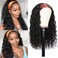 Headband Wig Human Hair Water Wave Headband Wigs For Black Women Brazilian Virgin Hair Wet and Wavy Headband Wig Glueless Machine Made Headband Wigs 150% Density (18 Inch)