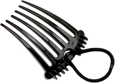 Black Bandette Comb, Comb with Elastic Band,Ponytail Bump It Up Volume Inserts Combs Fluffy Hair Comb Hair Styling Tool with Elastic Rubber Band Hair Combs