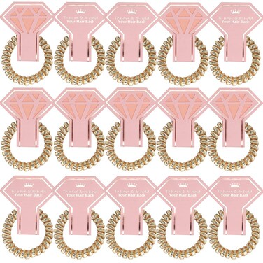 15 PACK Bridesmaid Spiral Hair Ties Coil Hair Ties Phone Cord Hair Ties Bachelorette Party Favors,Bridesmaid Proposal Gifts for Wedding-Champagne