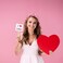NVENF Valentine's Day Heart Headband - Jeweled Crystal Rhinestone Knotted Top Knot Headband - Red Pink Wide - Valentine's Day Hair Accessories Gift (Letter 1 - Pink)