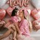 NVENF Valentine's Day Heart Headband - Jeweled Crystal Rhinestone Knotted Top Knot Headband - Red Pink Wide - Valentine's Day Hair Accessories Gift (Letter 1 - Pink)