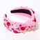 boderier Valentines Day Headband Red Pink Heart Headband Jeweled Crystal Knotted Headband Valentines Lover Party Hair Accessory (Pink Velvet Heart)