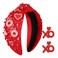 Knotted Red Beaded Heart Headband with XOXO Earrings - Valentines Day Fashion Hair Accessories Gift Set for Women