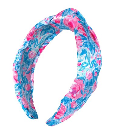 Lilly Pulitzer Colorful Knotted Headband, Slim Satin Headband, Cute Hair Accessories for Women and Girls, My Little Peony
