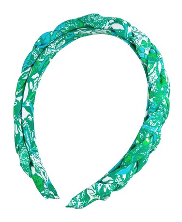 Lilly Pulitzer Women's Fashion Headband, Green Braided Fabric Headband, Colorful Cloth Headband, Cute Hair Accessories for Women and Teen Girls, Safari Sangria