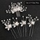 Wedding Hair Pins Set of 5 Pcs - Elegant Leaf Floral Pearl Rhinestones Hair Accessories for Bridal Women (Silver)