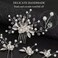 Wedding Hair Pins Set of 5 Pcs - Elegant Leaf Floral Pearl Rhinestones Hair Accessories for Bridal Women (Silver)