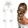 Wedding Hair Pins Set of 5 Pcs - Elegant Leaf Floral Pearl Rhinestones Hair Accessories for Bridal Women (Silver)