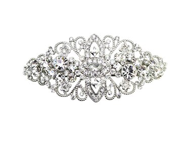 Faship Gorgeous Clear Crystal Floral Hair Barrette