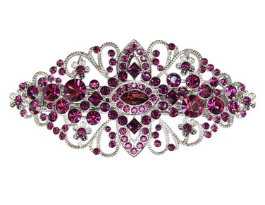 Faship Purple Crystal Flower Hair Barrette Clip
