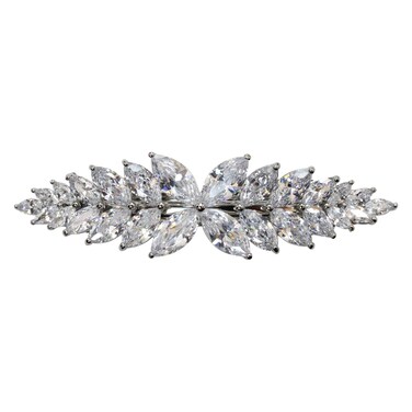 Faship Gorgeous Clear CZ Crystal Floral Hair Barrette Clip