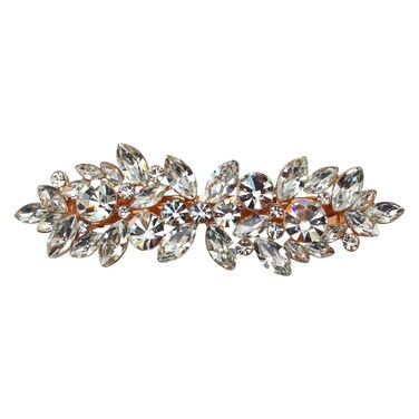 Faship Gorgeous Clear Rhinestone Crystal Floral Hair Barrette Clip