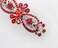 Faship Red Rhinestone Crystal Floral Hair Barrette Clip