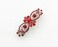 Faship Red Rhinestone Crystal Floral Hair Barrette Clip