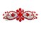 Faship Red Rhinestone Crystal Floral Hair Barrette Clip