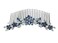 Faship Gorgeous Navy Blue Rhinestone Crystal Floral Hair Comb