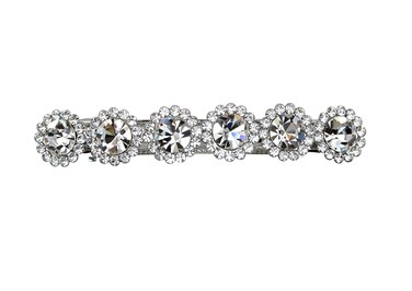 Faship Clear Rhinestone Crystal Floral Small Hair Barrette Clip