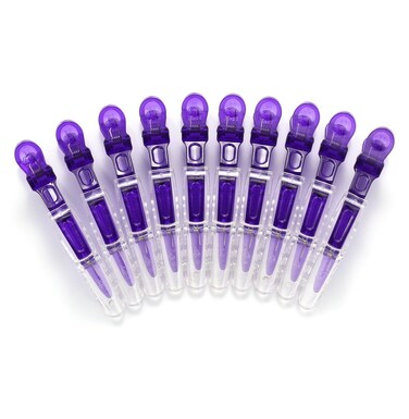 10pcs/set Multicolor Croc Clips Transparent Plastic Hairdresser Clips Hair Styling Sectioning Barrettes Professional Non Slip Alligator Clips Salon DIY Accessories Hairpins (10pcs-Purple)