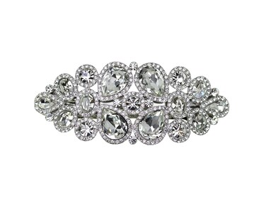 Faship Gorgeous Clear Rhinestone Crystal Floral Hair Barrette Clip