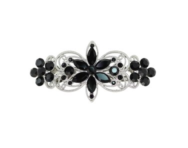 Faship Gorgeous Black Rhinestone Crystal Flora Hair Barrette Clip
