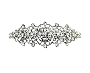 Faship Gorgeous Clear Rhinestone Crystal Floral Hair Barrette Bridal Wedding Party