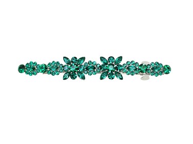 Faship Gorgeous Green Rhinestone Crystal Small Floral Hair Barrette Clip