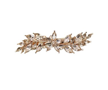 Faship Gorgeous Champagne Rhinestone Crystal Small Floral Hair Barrette Clip