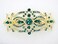 Faship Gorgeous Green Crystal Floral Big Hair Barrette