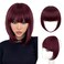 Clip on Faux Bangs - Easy to Use Fringe Hairpiece for Women with Temples - Thick Bangs for Daily Wear (Wine Red)