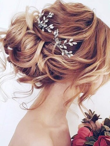 YERTTER Wedding Hair Pins 3 Pcs Wedding Decorative Hair Pins Rhinestones Crystal Updo Bridal Accessories for Flowergirls Brides and Bridesmaids (Rose Gold)
