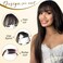 Bangs Hair Clip in Bangs,100% Human Hair Fake Bangs Clip on Bangs Brown,Faux Bangs Clip in Hair Extensions,Wispy Bangs Hair Clip Fringe With Temples Hairpieces Curved Bangs for Daily Wear