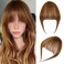 Bangs Hair Clip in Bangs-100% Human Hair Clip On Bangs Fake Bangs Clip in Bangs Real Human Hair Bangs Hair Clip In Hair Extenisons With Temples Hairpieces For Women Light Brown