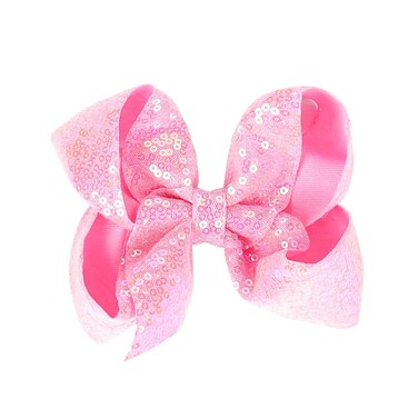 5 Inches Sequins Large Bows Alligator Hair Clip Hair Barrettes Accessories for Women Teens Girls Kids (Pink)