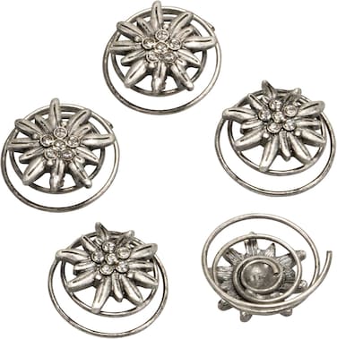 Trachten Hair Curlies Rhinestone Edelweiss (antique silver coloured)   Traditional German Hair Pin Accessory for Women   Original Bavarian Jewelry for Dirndl Costume Dress &amp; Oktoberfest