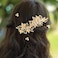Wedding Hair Clips (2 Pcs) - Rhinestone Pearl Hair Accessories for Bridal Women (Gold)