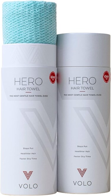VOLO Hero Capri Blue Hair Towel   Ultra Soft, Super Absorbent, Quick Drying Nanoweave Fabric   Reduce Dry Time by 50%   Large Towel Wrap for All Hair Types   Anti Frizz &amp; Anti Breakage   Microfiber