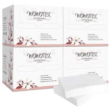 100% Cotton Disposable Face Towel Biodegradable Face Towel for Drying Face 200Count/4Box Extra Thick Soft One Time Use Face Towels 10"&times;12" Large Clean Towels for Sensitive Skin, Baby Care