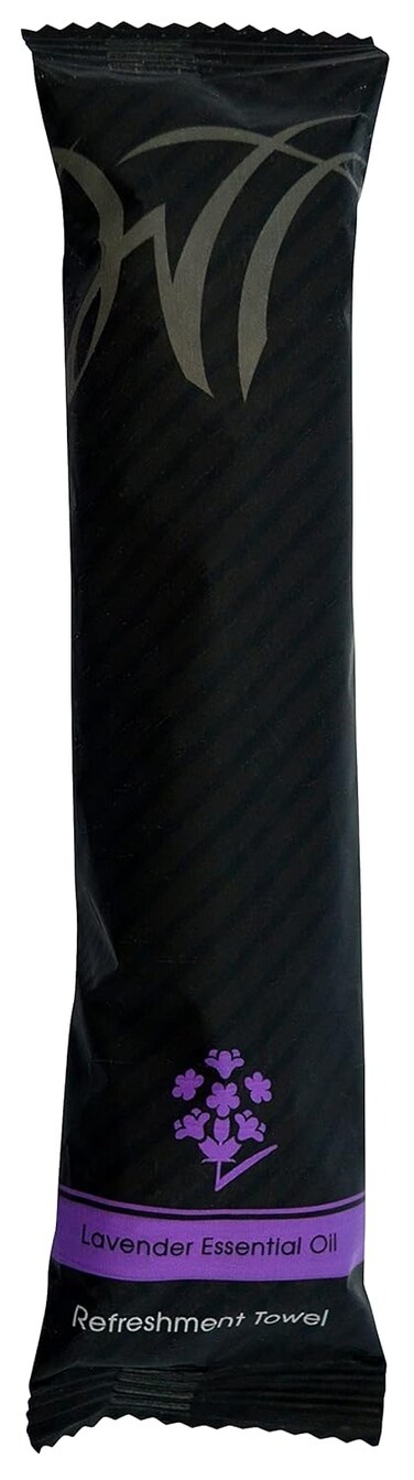 White Towel Services 9" x 9" inch Moist Cotton Towel Individually Wrapped - Scent (Case of 50) *(Lavender)
