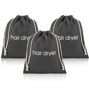 3   6   8 Pack Hair Dryer Bags Drawstring Bag Container Hairdryer Bag for travel bathroom (3 PCS Grey)