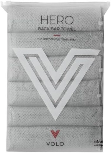 VOLO Back Bar Hair Towel, 6 Pack, Quick Dry Salon Towels for Hair Care, Hair Stylists, Spa, Home, Ultra Soft &amp; Super Absorbent Nanoweave Hair Towel Wrap for Women, Luna Gray, Small, 28" x 16
