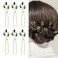 6 Pieces Emerald Green Rhinestone Wedding Hair Comb Bridal Hair Pins, U-shaped Rhinestone Hair Accessories for Women Girls(turquoise)