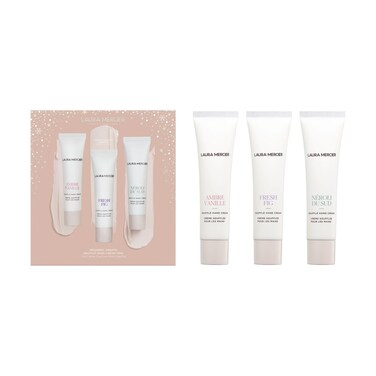 Laura Mercier Souffl&eacute; Hand Cream, 24HR Hydration, Nourishes and Repairs, Instantly Moisturizes and Improves Skin Texture, Infused with Shea, Mango, and Cocoa Butters, Decadent Dreams Trio